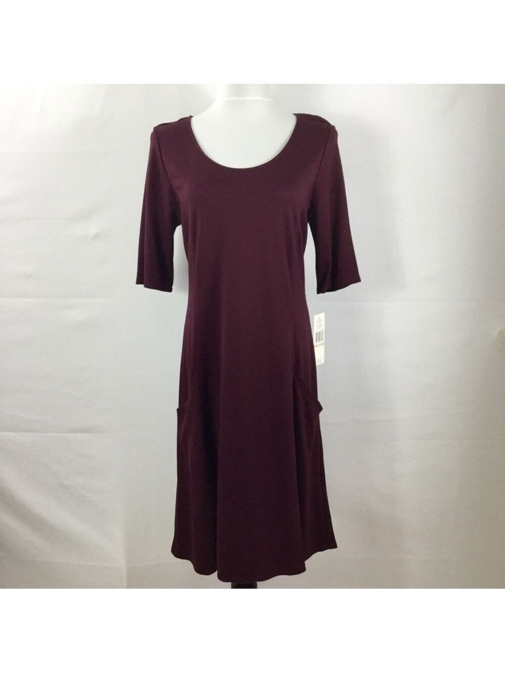 Sharagano Stretch Burgundy Pullover Dress With Pockets Size 10 NWT
